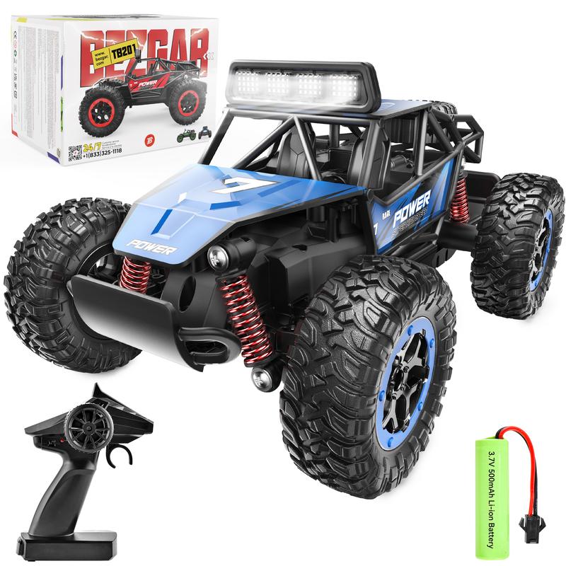 BEZGAR TB201 RC Cars-1:20 Scale Remote Control Car-2WD High Speed 20 Km h Electric Toy Off Road Vehicle Monster Truck Crawler with LED Headlight and Rechargeable Battery for 8-12 Year Old Boys Girls