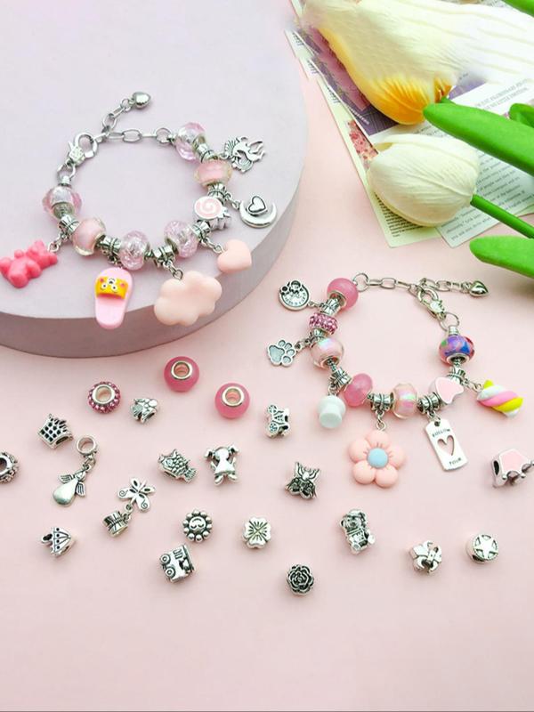 Cartoon Flower & Food & Animal Design Beads Making Kit, Cute DIY Jewelry Making Kit, DIY Jewelry Making Supplies for Bracelet Necklace Earrings