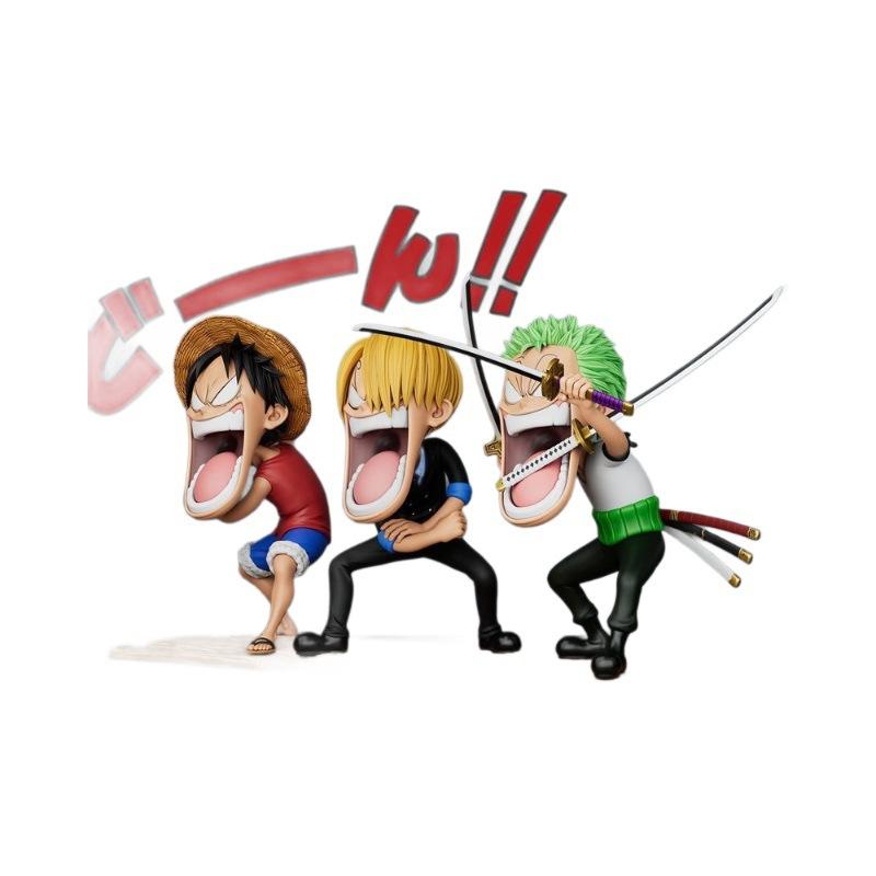 Luffy Sanji Zoro PVC Figure for Home Decoration One Piece Hungry Zoro Road Captain Anime Model Car GK Desktop Figure One Piece VAGA Hungry Trio