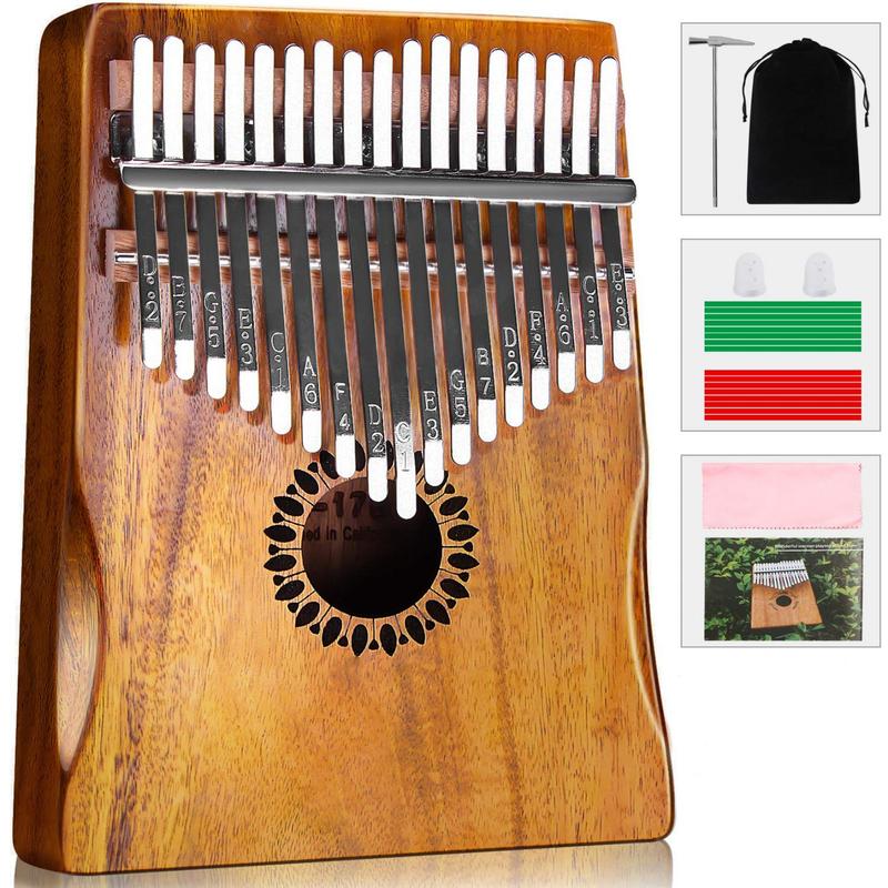 Kalimba Thumb Piano 17 Keys, Portable Mbira Finger Piano Gifts for Kids and Adults Beginners (Wood)