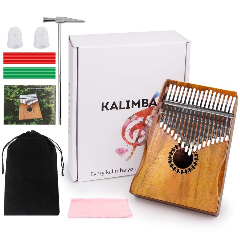 Kalimba Thumb Piano 17 Keys, Portable Mbira Finger Piano Gifts for Kids and Adults Beginners (Wood)