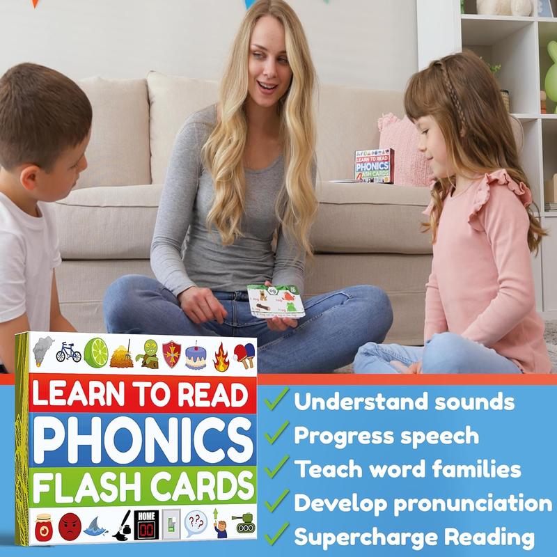 Bambino Tree Phonics Flash Cards - Learn to Read in 20 Phonic Stages - Digraphs CVC Blends Long Vowel Sounds - Educational Study Activity for Kids Ages 4-8 Kindergarten First Second Grade Homeschool