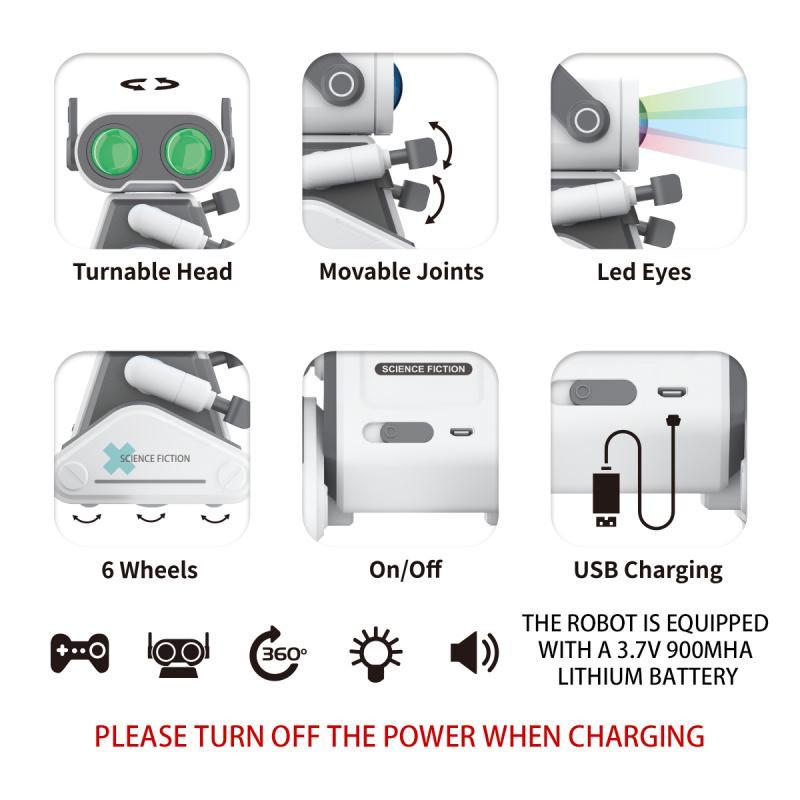 Remote Control Robot Toy, Rechargeable Robot Toy with LED Light, Dancing Robot Toy with Music, Electric Toy for Boys & Girls