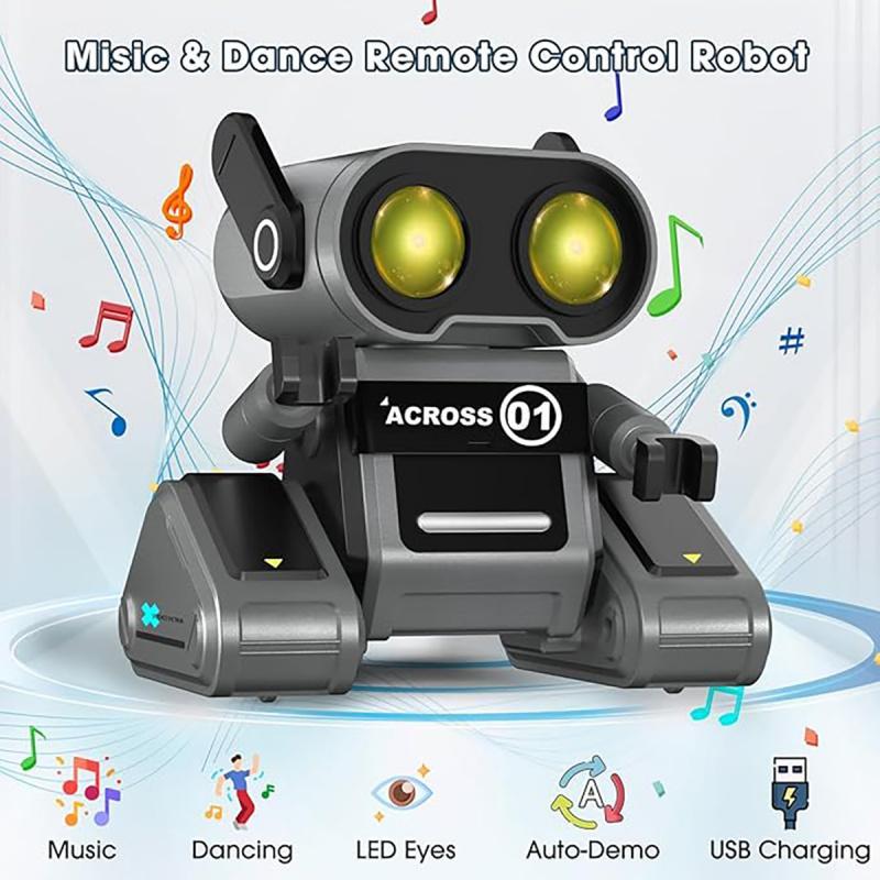 Remote Control Robot Toy, Rechargeable Robot Toy with LED Light, Dancing Robot Toy with Music, Electric Toy for Boys & Girls