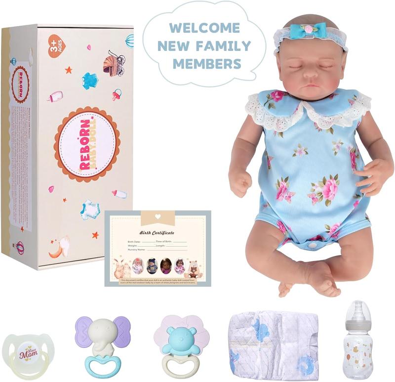 BABESIDE Lifelike Reborn Baby Dolls Girl - 20 Inch Cute Soft Vinyl Realistic Baby Doll Poseable Sleeping Real Life Baby Dolls with Complete Accessories and Gift Box for 3+