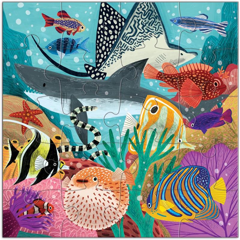 Mudpuppy Depth of The Seas - Tri Fold Magnetic Puzzles Featuring Two 20 Piece Ocean Themed Artwork