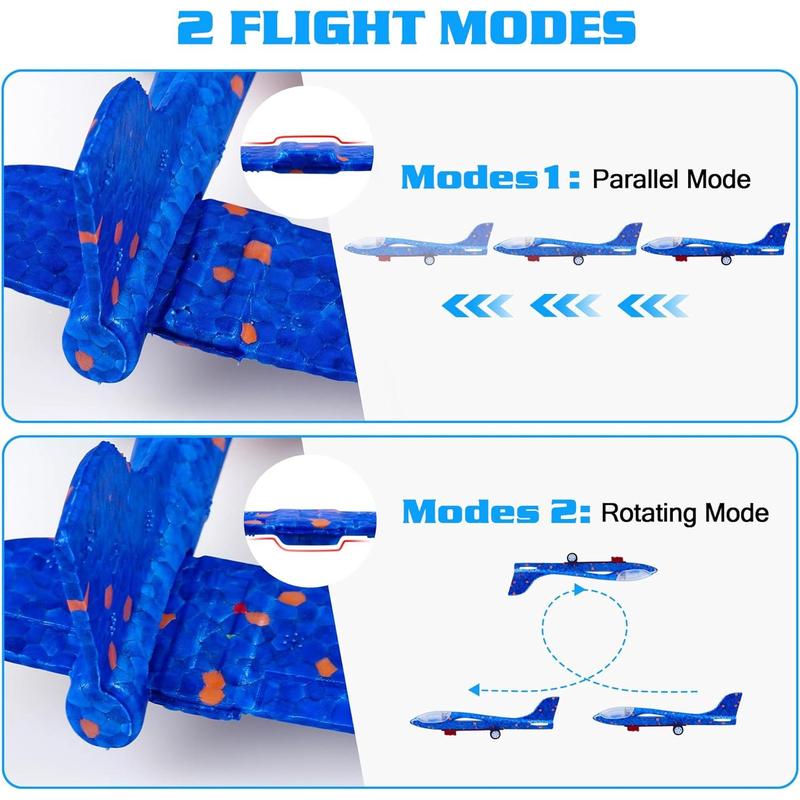 3 Pack Airplane Launcher Toy, 2 Flying Modes LED Foam Glider Catapult Plane, Outdoor Flying Toy, Suitable for 6 Year Old Girls Birthday Gift, Birthday Party Supplies