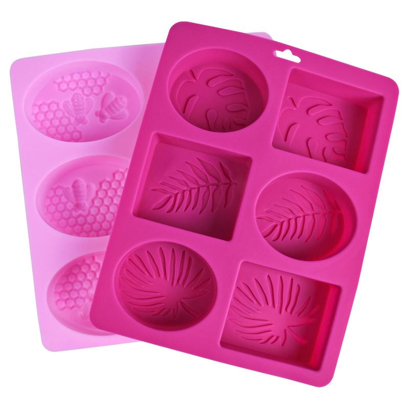 6 Cavities Handmade Soap Making Mold, 2 Counts set Leaf and Bee Shaped Soap Mold, DIY Handmade Silicone Mold for Soap Making