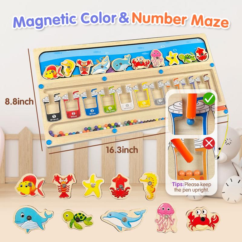 Fishing Wooden Color Matching Counting Puzzle for Toddlers  Educational Fine Motor Skills Toy