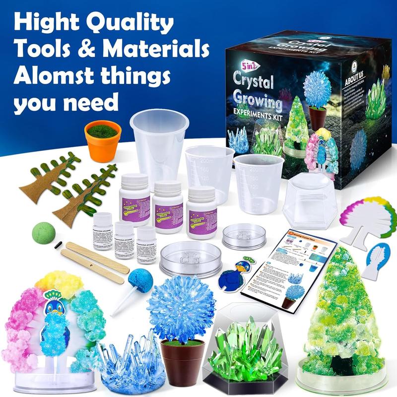 Christmas gift for kids Crystal Growing Experiment Science Kits for Kids,  Educational Toys Gifts Idea for Boys Girls, Grow 5 Vibrant Crystals Making Kit