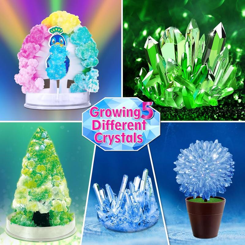 Christmas gift for kids Crystal Growing Experiment Science Kits for Kids,  Educational Toys Gifts Idea for Boys Girls, Grow 5 Vibrant Crystals Making Kit