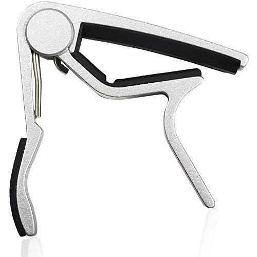 Guitar capo for 6 String Steel Acoustic and Electric Guitars with 5 Picks for Free,Silver