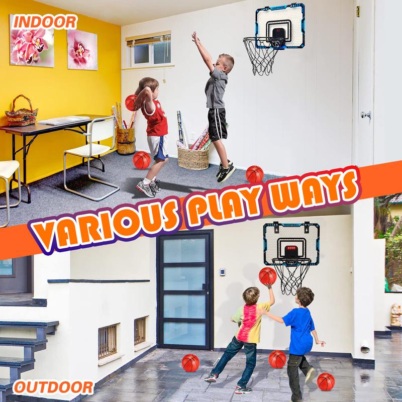 Indoor Mini Basketball Hoop Set - Electronic Scoreboard, 3 Balls, Perfect Basketball Game for Kids 5-12