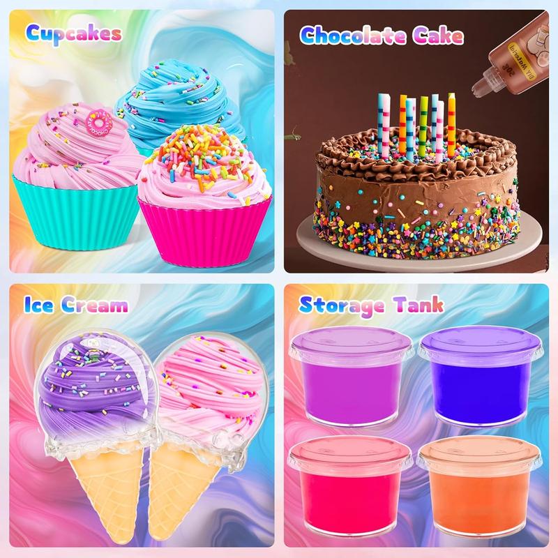 DIY Sweets Slime Kit, Cake & Ice Cream Slime Making Kit for Girls Ages 8-12, Creativity Kids Slime Kits to Make Butter Slime, Cloud Slime & Fluffy Slime, Fun Slime Party Favors Birthday Gifts Toys