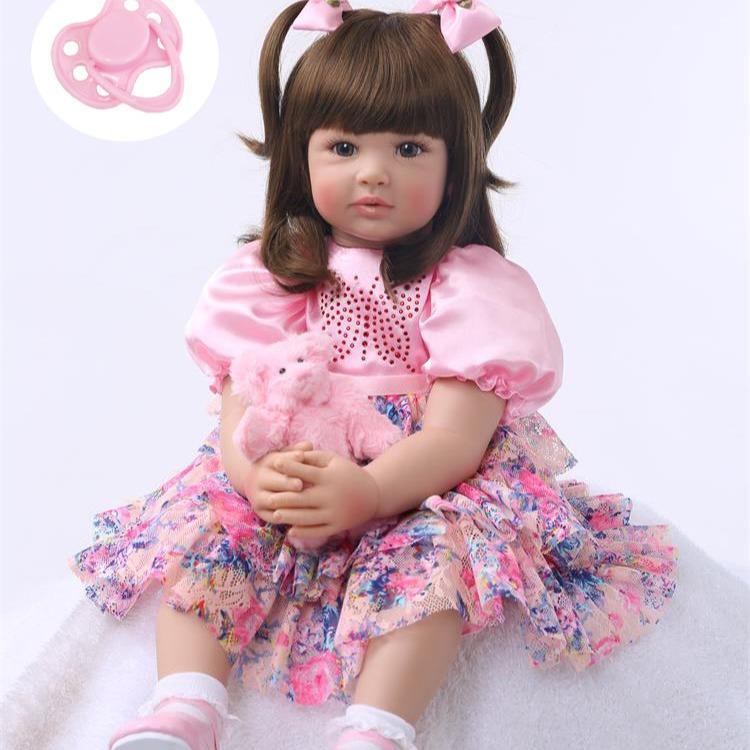 Reborn Baby Dolls  24-inch 60cm Newborn Toddler Dolls Cute Girl Hand Pasted Hair Soft Vinyl Silicone Realistic Baby Doll Real Life Baby Dolls with Complete Accessories Perfect for Cuddling, Playtime, and Gift Giving