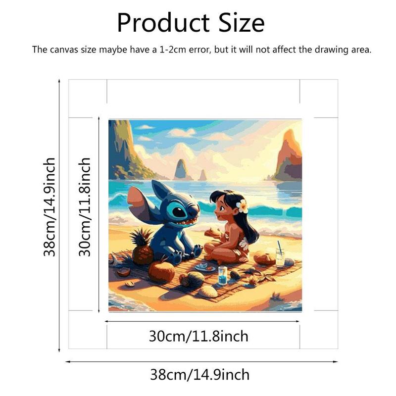 Disney Seaside Picnic Lilo and Stitch Pattern DIY Painting By Number Kit, 1 Set DIY Painting By Number for Beginner, Wall Art Gift for Home Decor