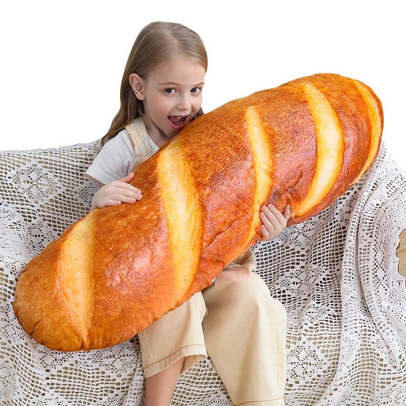 40 in Bread Pillow, 40 in 3D Simulation Bread Shape Pillow Soft Lumbar Baguette Back Cushion Funny Food Plush Stuffed Toy