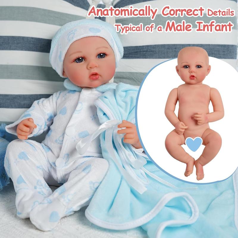 Baby Dolls Boy 15 inch Full Vinyl Body Anatomically Correct - Realistic Cute Soft Body Baby Doll Real Life Baby Dolls with Accessories for 3+ Year Old Gifts