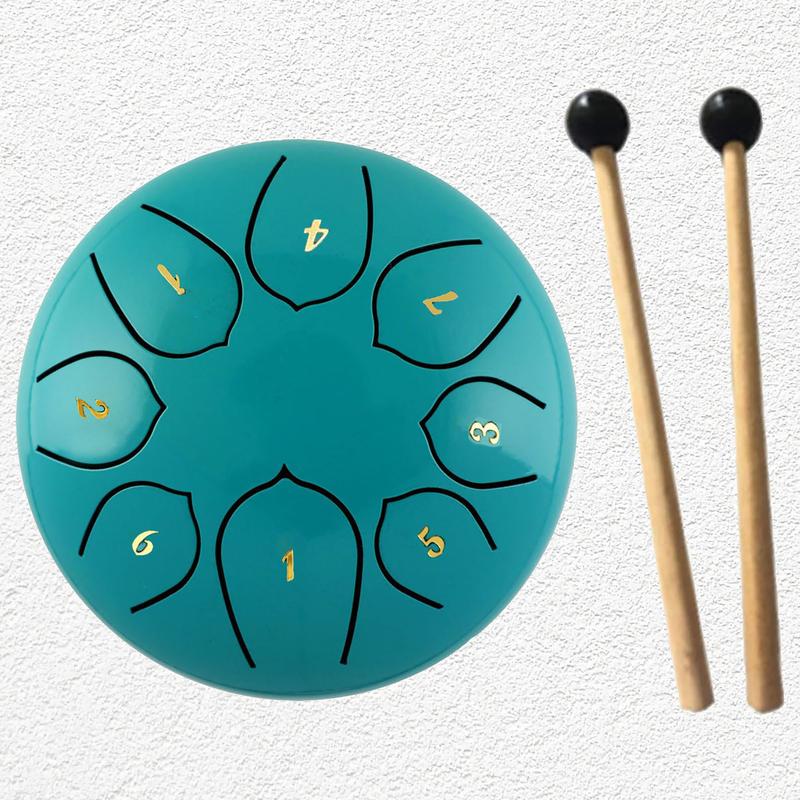 Steel Tongue Drum 8 Notes 6 Inches with Bag, Music Book, Mallets, Finger Picks for Meditation Entertainment Musical Education Zen Yoga Gift