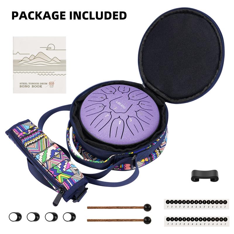 LEKATO Steel Tongue Drum 6 Inch 11 Notes Steel Drum With Bag Beginner Handpan Drum Percussion for Meditation Yoga Musical Education