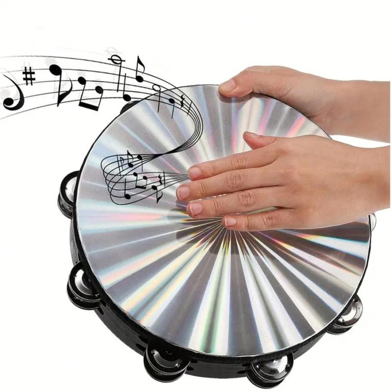 Radiant Tambourine Hand Held Drum, Double Row Jingles Reflective Tambourine, Musical Instruments & Accessories