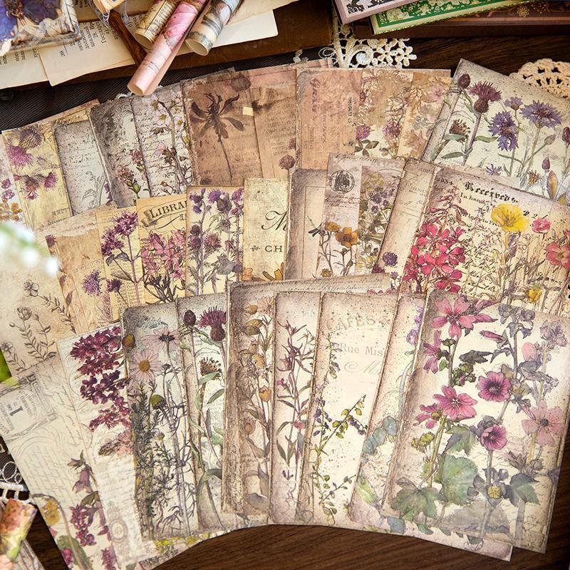 Vintage Flower Pattern Material Paper, 60pcs set Scrapbooking & Journal Making Paper, DIY Decorative Paper for Scrapbooking & Journal Making