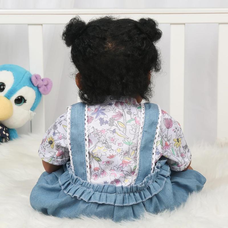 Wooroy Reborn Baby Doll - Christmas Gift, Birthday Gift, Reborn Doll, Brown and Black Skin Doll, Gift Idea, Girl Gift, 20 Inch Soft Body Realistic Newborn African American Baby Girl Doll with a Cloth Body, Toy Gift for Kids Age 3+