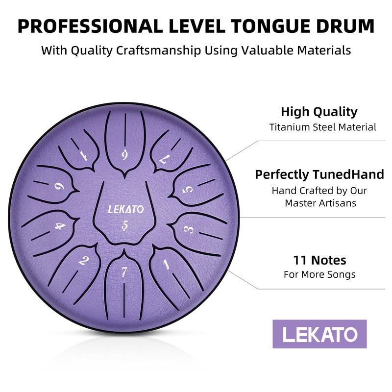 LEKATO Steel Tongue Drum 6 Inch 11 Notes Steel Drum With Bag Beginner Handpan Drum Percussion for Meditation Yoga Musical Education