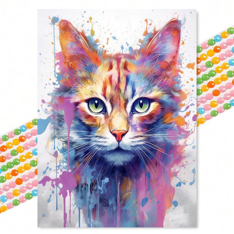 Small Cartoon Cat Pattern DIY Diamond Arts Painting Without Frame, DIY Decorative Arts Picture For Beginner, Home Wall Craft Decoration