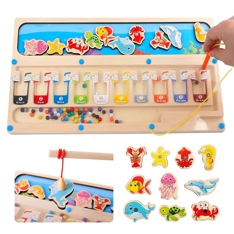 Fishing Wooden Color Matching Counting Puzzle for Toddlers  Educational Fine Motor Skills Toy