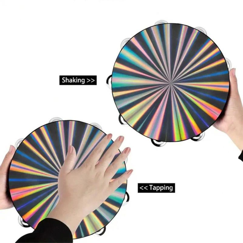 Radiant Tambourine Hand Held Drum, Double Row Jingles Reflective Tambourine, Musical Instruments & Accessories