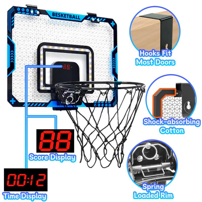 Indoor Mini Basketball Hoop for Kids with Electronic Scoreboard & 3 Balls - Birthday Christmas Gifts for Ages 5-12