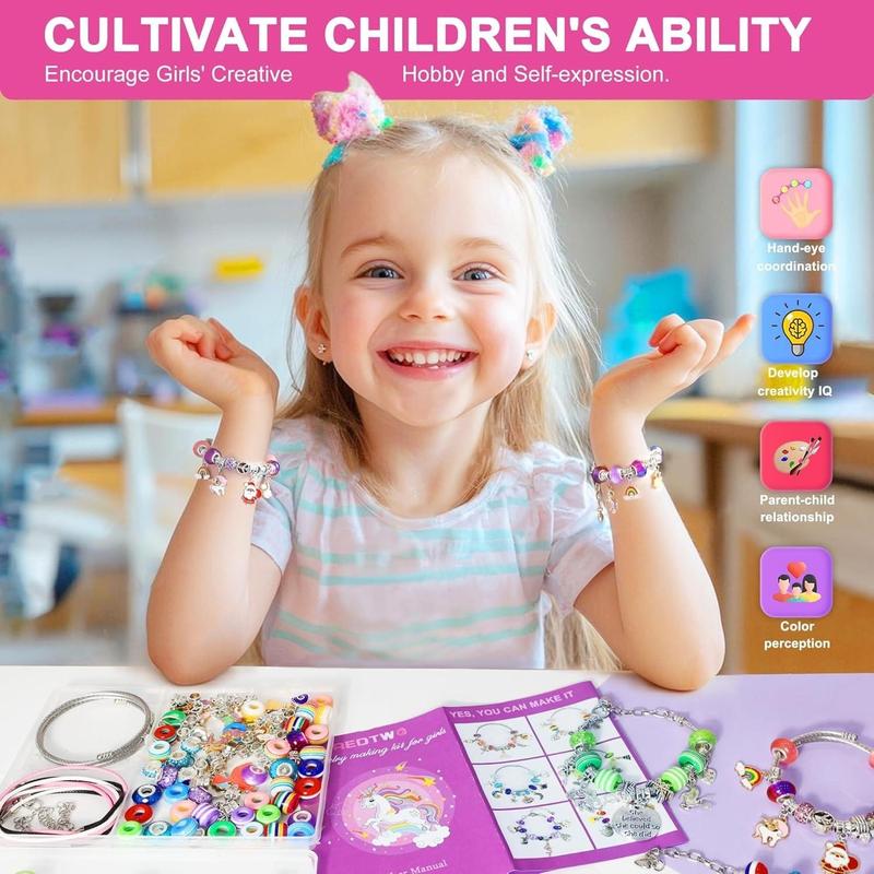 Charm Bracelet Making Kit for Girls, Toys Jewelry Making Kit 8-12, Unicorn Gifts for Teen Girls Age 6-8, Arts and Crafts for Kids Ages 6 7 8 9 10 11 12 13 Birthday