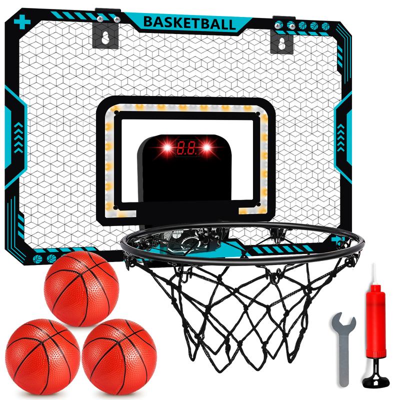 Indoor Mini Basketball Hoop Set - Electronic Scoreboard, 3 Balls, Perfect Basketball Game for Kids 5-12