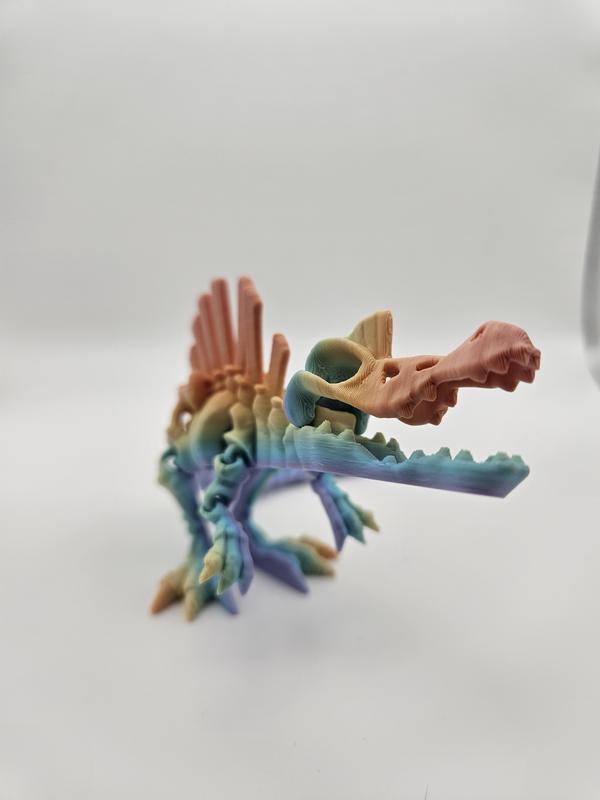 Rainbow Skeleton Spinosaurus | 3D Printed Articulating Figurine Great Gift and Desk Figure