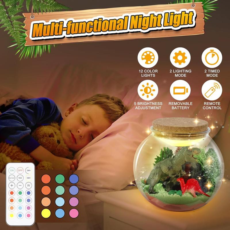 Unicorn Terrarium Crafts Kit for Kids-LED Night Light Up & Remote Unicorn Birthday Gifts Toys for Girls Ages5 6 7 8 9 10 Year Old-Christmas Gifts for Girls