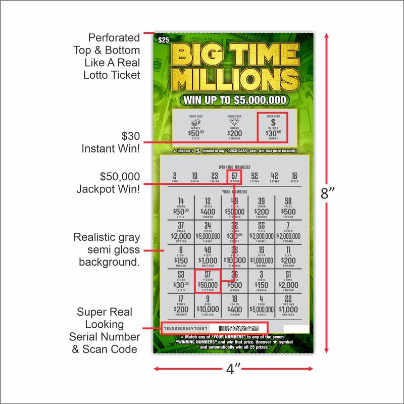 Prank Gag Lottery Tickets - 8 Total Tickets, 4 of Each Winning Ticket Design, These Scratch Off Cards Look Super Real Like A Real Scratcher Joke Lotto Ticket, Win 10,000 or $50,000