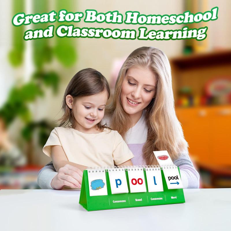 Aizweb CVVC Word Games,Phonics Games Flash Card for   Classroom,Learn to Read,Reading Manipulative Spelling Educational Toy Learning Activity Teacher Supplies