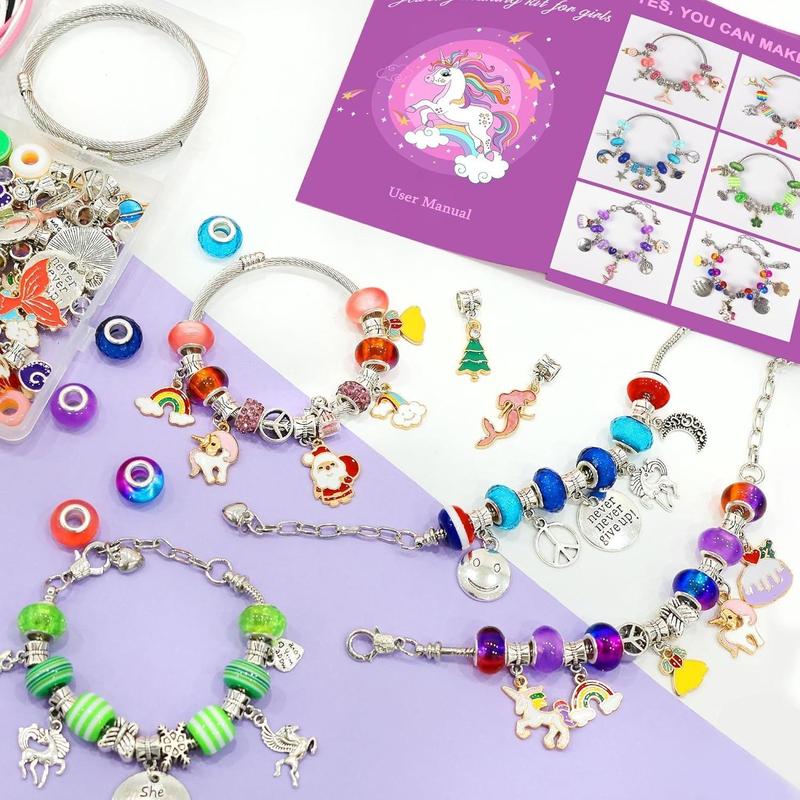 Charm Bracelet Making Kit for Girls, Toys Jewelry Making Kit 8-12, Unicorn Gifts for Teen Girls Age 6-8, Arts and Crafts for Kids Ages 6 7 8 9 10 11 12 13 Birthday