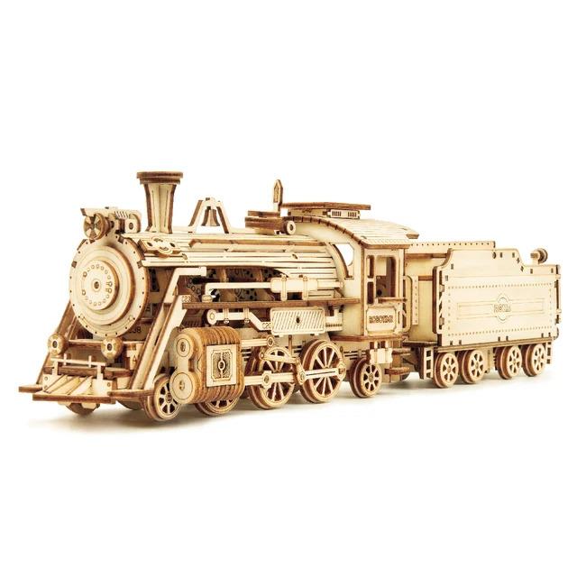 Robotime Rokr 3D Puzzle Movable Steam Train Car Jeep Assembly Toy Gift for Children Adult Wooden Model Building Block Kits MC401 MC501 MC502 MC701