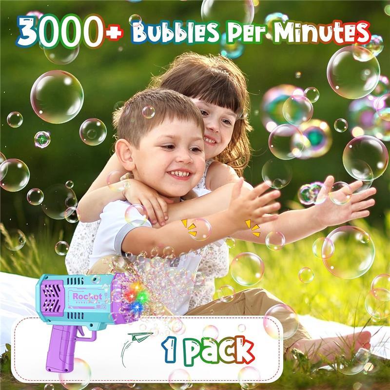 Bubble Machine Gun Mini Bubble Gun for Toddlers, Bubble Maker Blower Toys with Lights,4000+ Bubbles Per Minute for Boys Girls Toddlers Outdoor Indoor Birthday Wedding Party (Blue) (purplepurple)