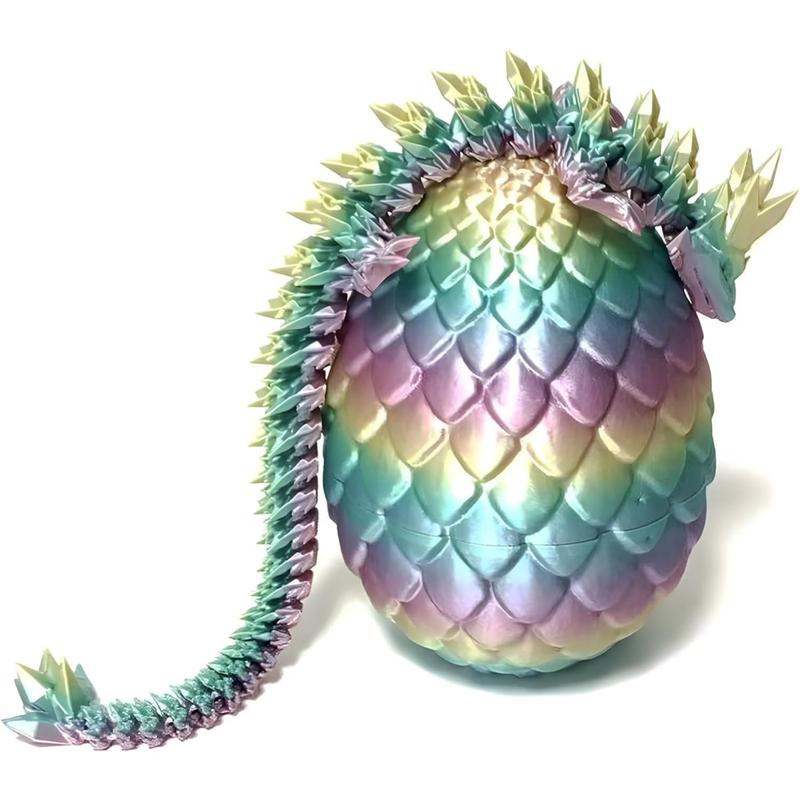 2025 NEW Christmas presents are suitable for children, Easter Dragons 3D Printed Dragon Egg with Dragon Inside Crystal Dragon Fidget Toy for Adult Full Articulated Dragon for Home Office Decor