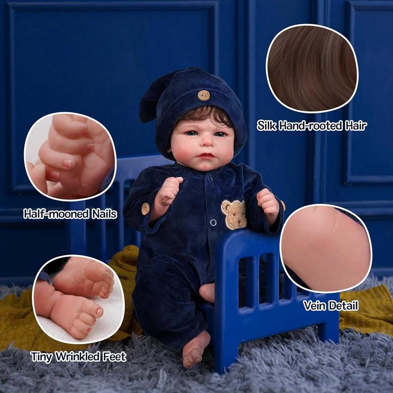 BABESIDE Lifelike Reborn Baby Dolls, 17 Inch Realistic-Newborn Baby Dolls Boy, Real Life Soft Body Reborn Baby with Toy Accessories Gift Set for Kids Age 3+