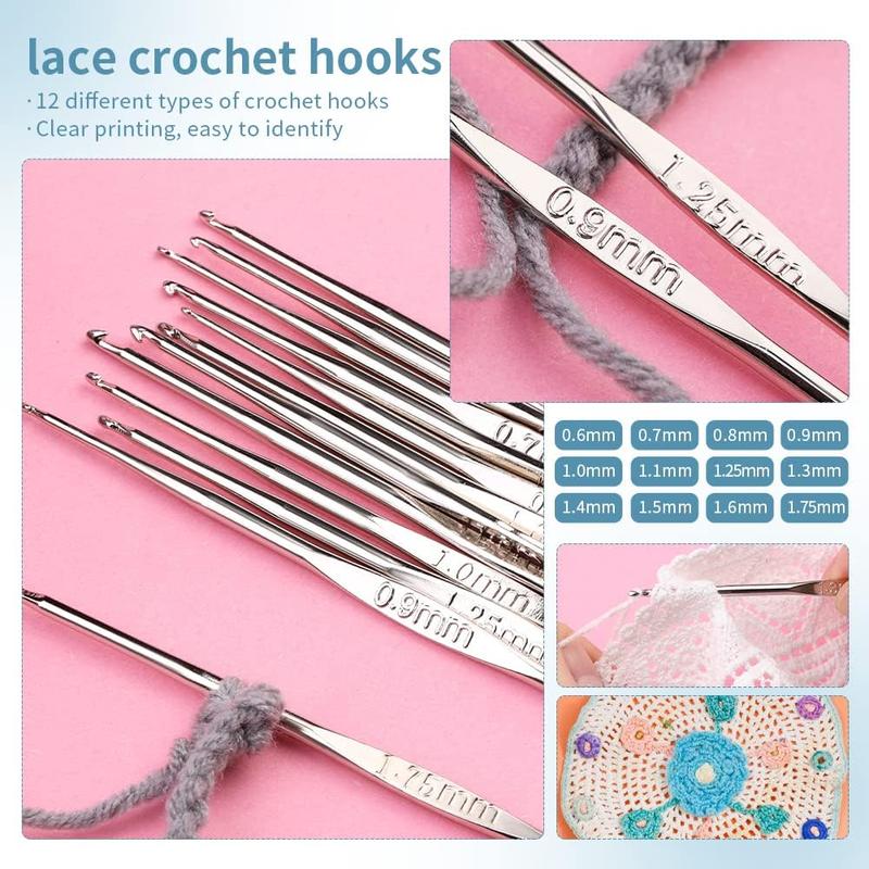 Crochet Kit for Beginners Complete 130 count Starters Knitting Kit with Crochet Yarn,  Crochet Hooks and Crochet Accessories in Hangable Storage Bag