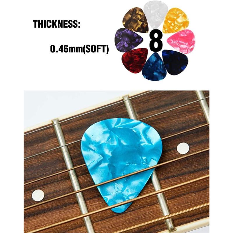 Thumb Finger Picks Plectrum With Plastic Picks Case, 1 Dozen (3 Pairs)  Celluloid Guitar thumb finger picks Mandolin Banjo thumb finger picks and Free 8pcs 0.46mm Guitar Picks (Mix Color)