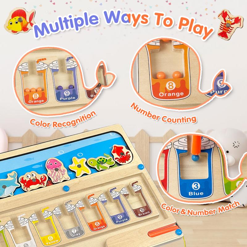 Fishing Wooden Color Matching Counting Puzzle for Toddlers  Educational Fine Motor Skills Toy