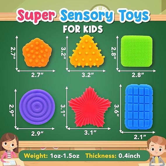 Super Soft & Textured Sensory Fidget Toy for Autistic Children - Squishy Sensory Toys for Kids Toddlers