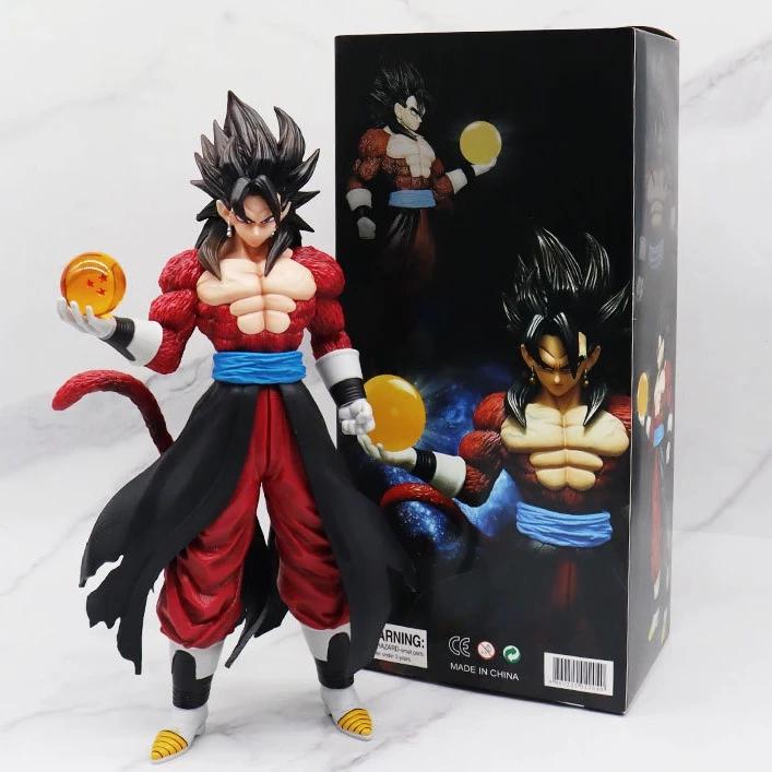 Vegeto Super Saiyan 4 Figurine Vegeto holding Dragon Ball Anime Dragon Ball in 7 Dragon Balls 29cm high, desk decoration, gift for relatives who like to collect models