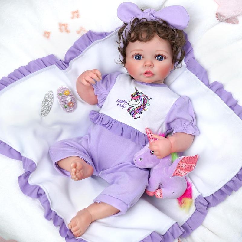 BABESIDE 8 Pcs Reborn Baby Doll Clothes with Bassinet for 17-22 Inch Baby Dolls, Baby Doll Clothes Outfit Accessories fit Newborn Baby Doll Girl