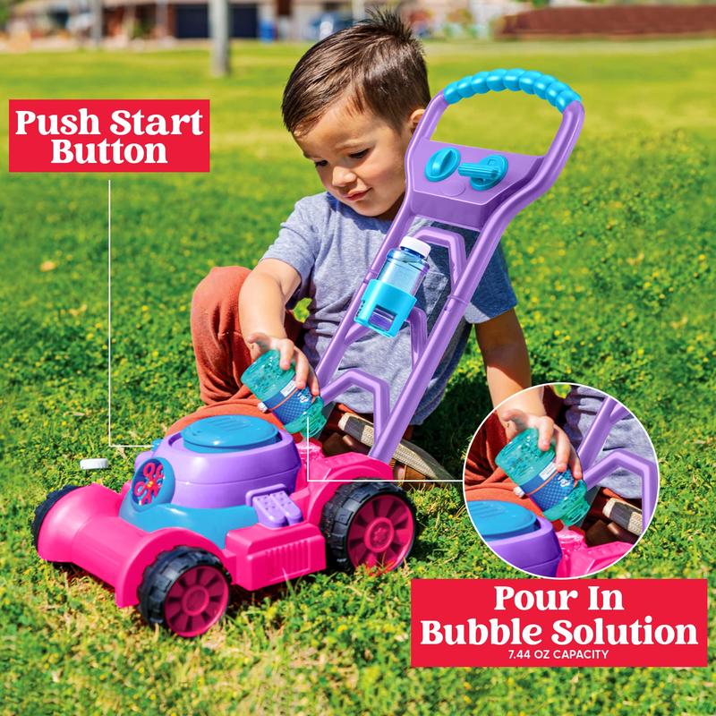 Kids Toys Automatic Bubble Mover Bubble Machine Summer Outdoor Toys Games, Automatic Bubble Mover Push Toy Gift